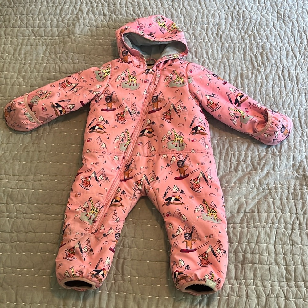 Roxy prism pink travel dry flight snowsuit circus skiing themed 12m